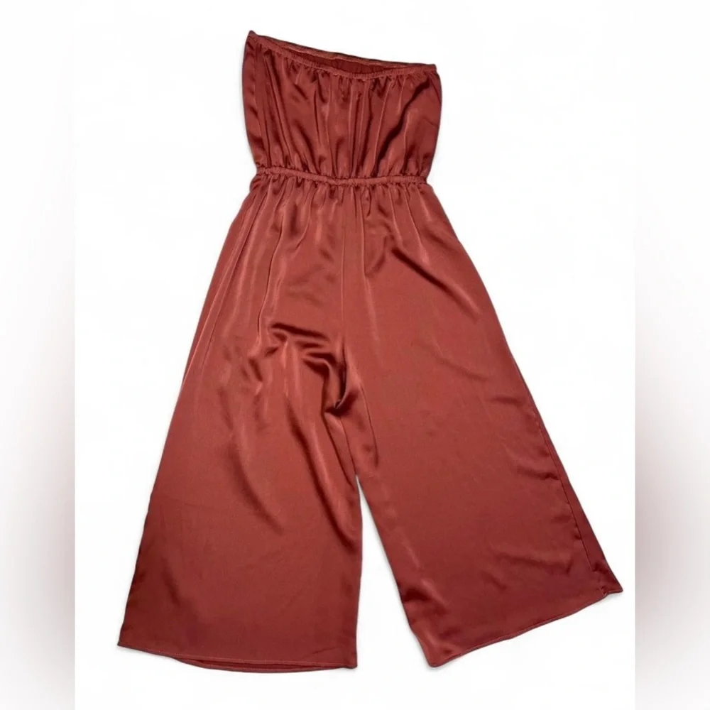Urban Outfitters Dusty Pink Strapless Wide Leg Jumpsuit | Festival Wedding Guest - Picture 5 of 5